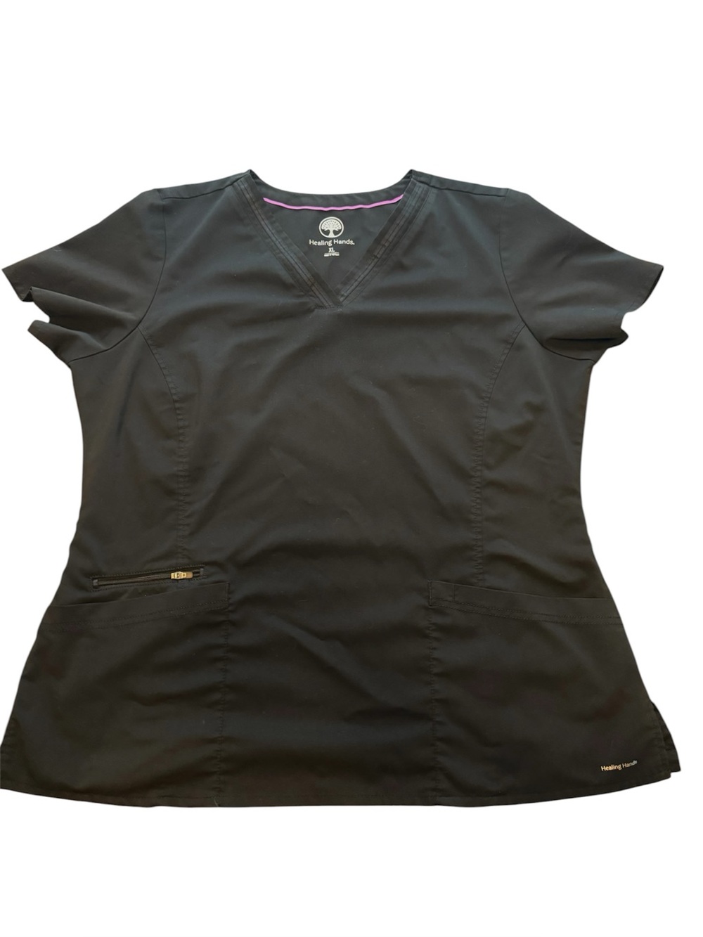 Healing Hands Black Scrub Top